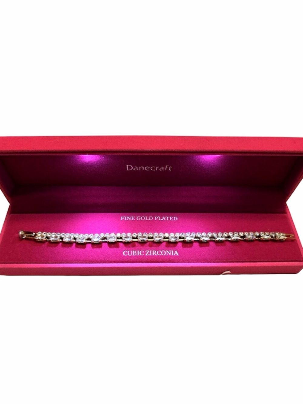 Danecraft Fine Gold Plate Cz Crystals Double Tennis Bracelet